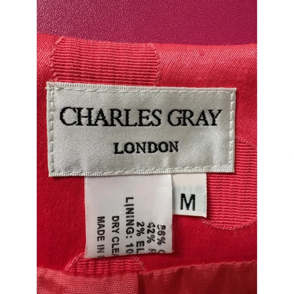 CHARLES GRAY London Womens Coral Polka Dot Peplum Jacket M Bell Sleeve Jackie O